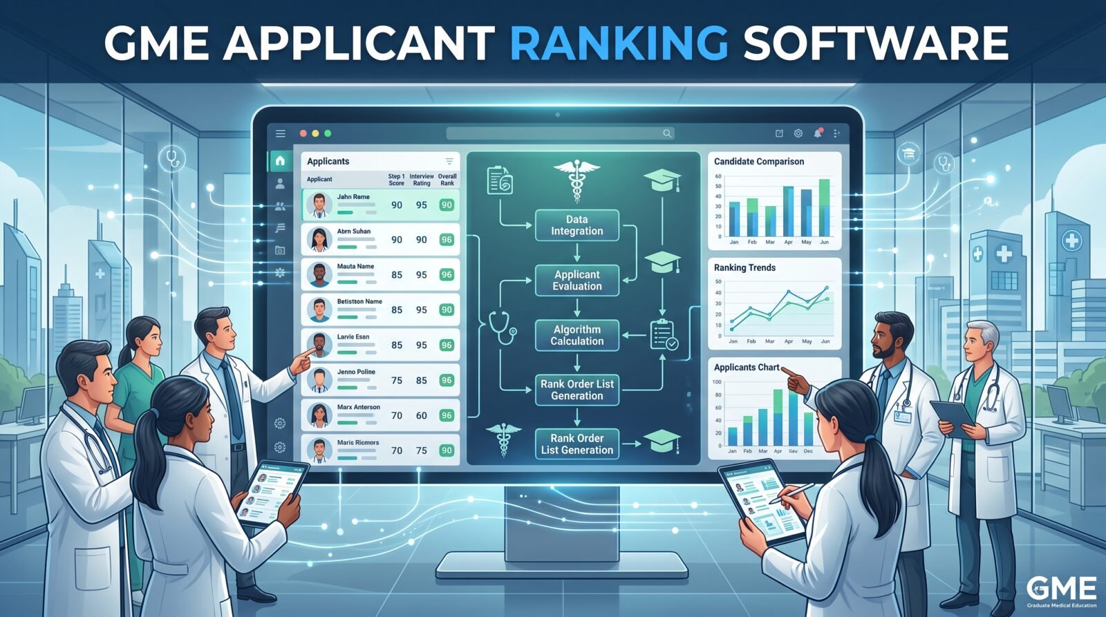 Program coordinator using GME applicant ranking software to score and rank residency candidates.