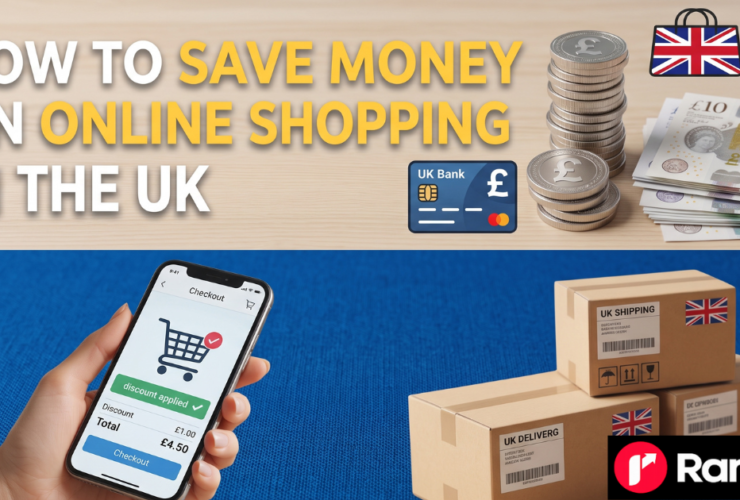UK shopper applying a cashback link and voucher code before checkout to save money on an online purchase