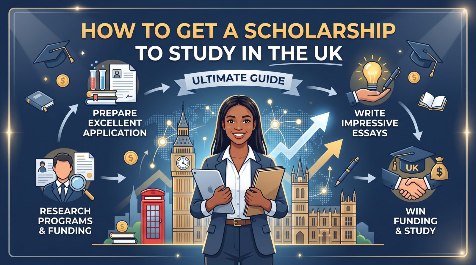 Student preparing documents to apply for a UK scholarship