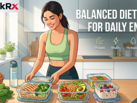 Balanced diet plate with whole grains, protein, and vegetables for sustained daily energy