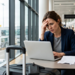 Traveler reviewing Faye travel insurance claim status on a mobile app