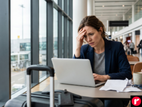 Traveler reviewing Faye travel insurance claim status on a mobile app