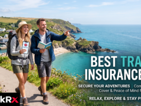Person comparing best travel insurance UK policies on a laptop before travelling