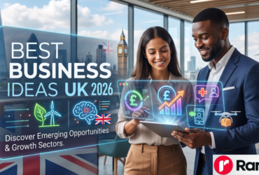Entrepreneur planning best business ideas UK 2026 at a desk with notes and a laptop