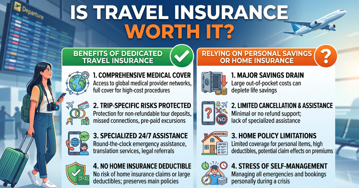 Traveler considering travel insurance for their upcoming trip.