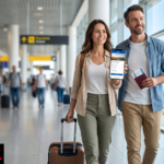 Traveler reviewing aaa travel insurance plan options on a laptop before a trip