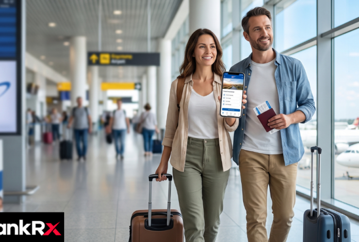 Traveler reviewing aaa travel insurance plan options on a laptop before a trip