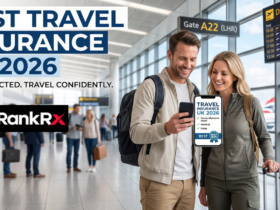 Person comparing best travel insurance UK 2026 policy options on a laptop before travelling