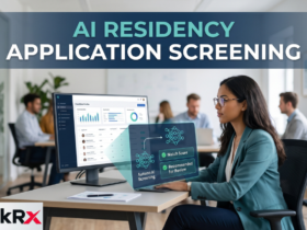 AI residency application screening software interface analyzing ERAS applicant profiles.