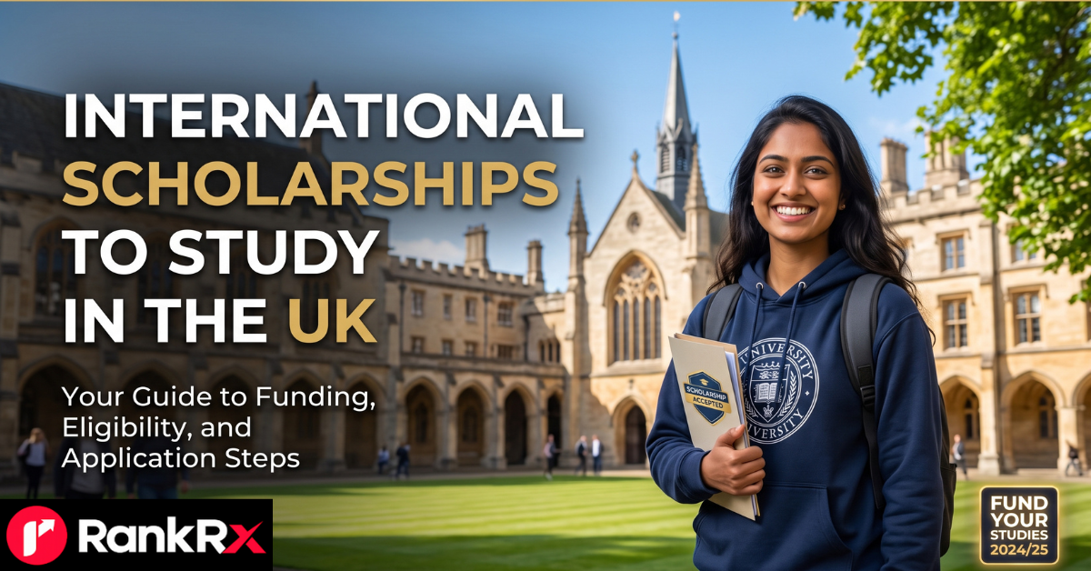 International student researching scholarships to study in the UK on a laptop