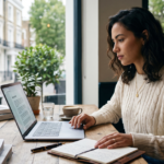 Guide to finding the best UK lifestyle blog guest post opportunities in 2026 showing a writer researching blogs on a laptop.