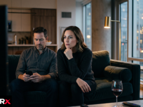 Best adultery series on Netflix shown on a TV in a dim living room