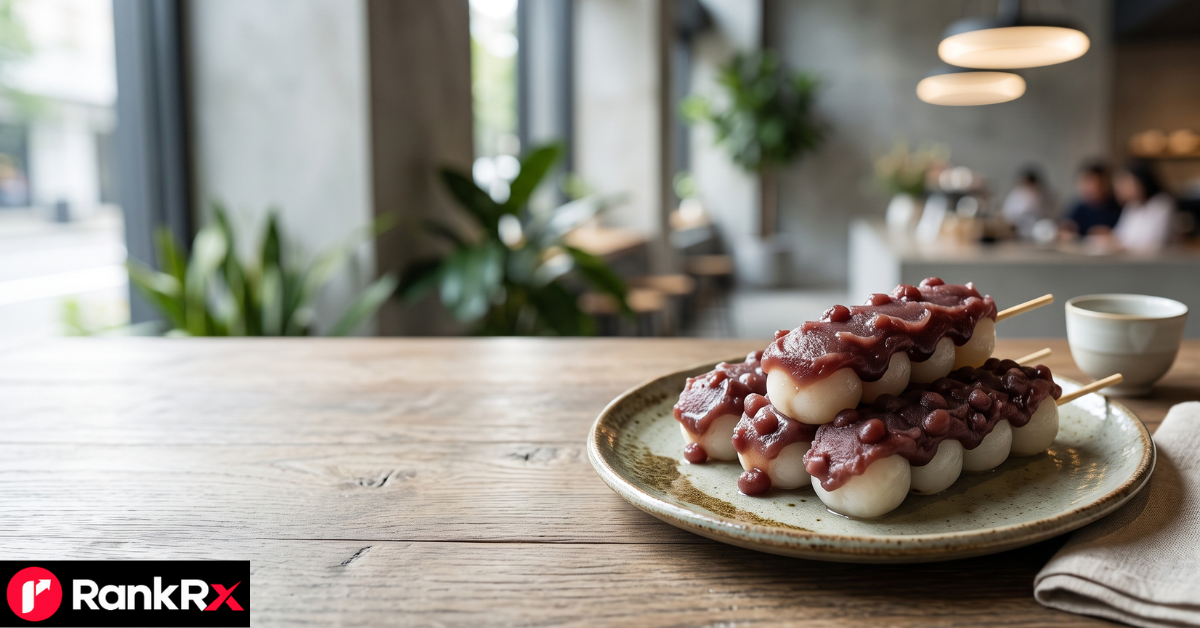 Anko dango red bean paste dumplings on a skewer