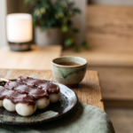 Anko dango japanese dessert skewers coated in red bean paste