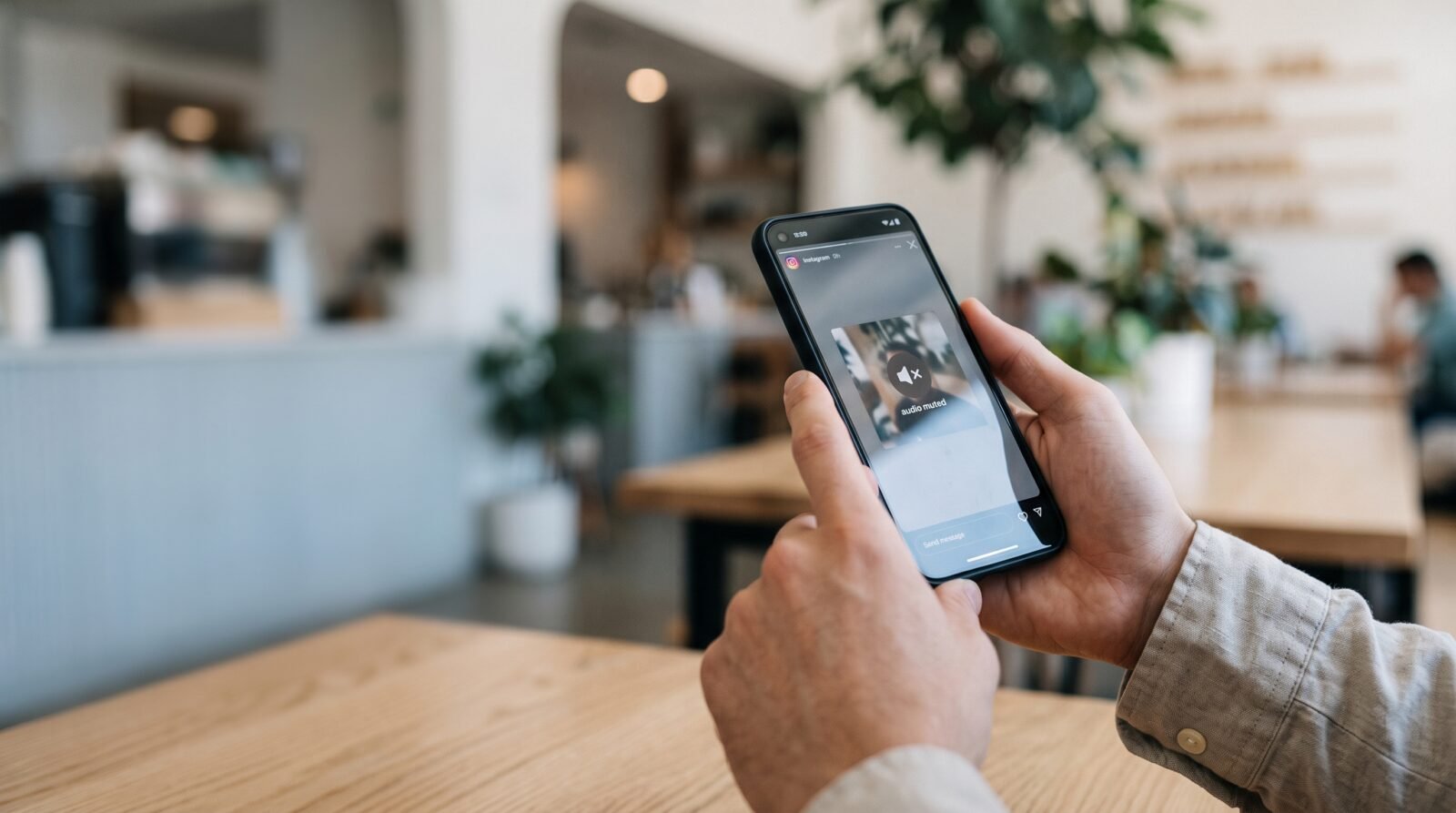 Phone showing Instagram and a music app with a troubleshooting checklist for music stopping