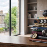Laptop showing a top 10 Netflix shows UK list with a calendar for planning monthly content