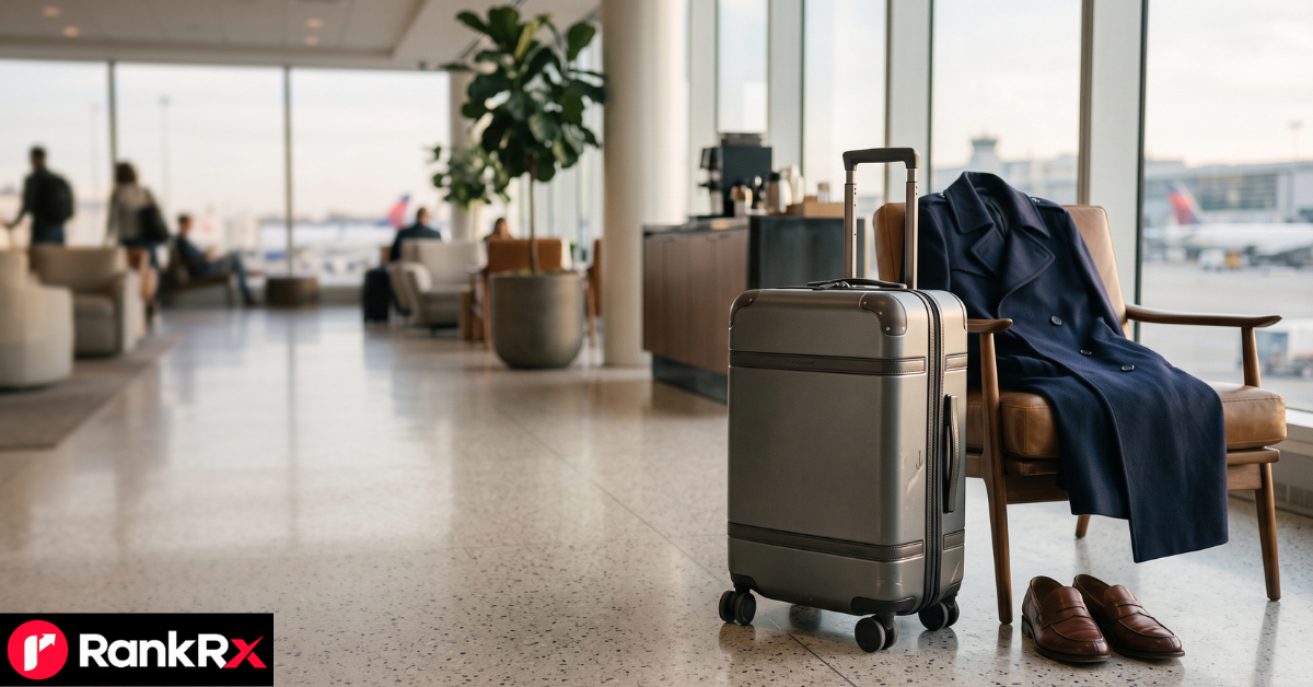 Best carry on luggage testing setup with a suitcase, tape measure, scale and notes