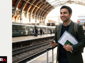 Traveller comparing travel insurance for UK from Pakistan with passport and documents